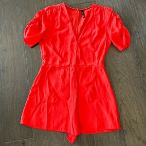 NWOT ZARA coral red shorts jumper romper size M
